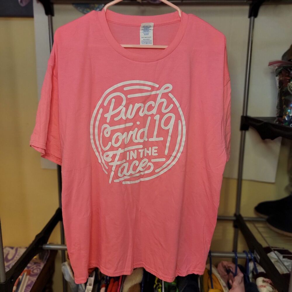Pink Tee "Punch ***** 19 In The Face" Graphic - Size XL